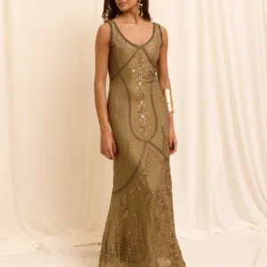 Imagen del vestido aura color beige de martina maletti